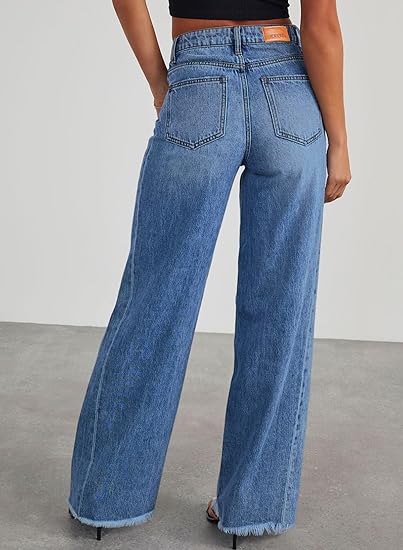Straight Leg Jeans for Women,High Waisted Wide Leg Loose Stretchy Boyfriend Denim Pants Baggy Jeans for Women
