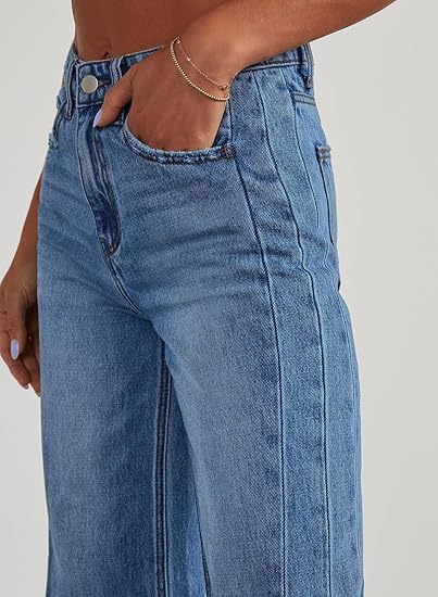 Straight Leg Jeans for Women,High Waisted Wide Leg Loose Stretchy Boyfriend Denim Pants Baggy Jeans for Women